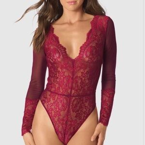 La SENZA Deep Red Lace Bodysuit
